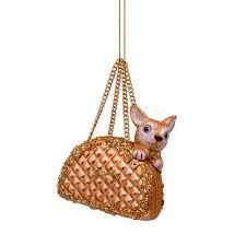 Check spelling or type a new query. Vondels Glass Shaped Christmas Ornament Gold Dog In Bag Elenfhant