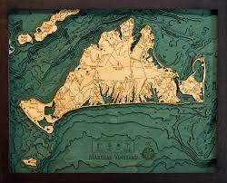 Marthas Vineyard 3 D Nautical Wood Chart 16 X 20