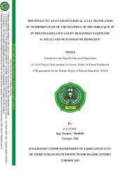 In the course of the law. A Semantic Analysis On The English Translation Of Surah Al Mudatstsir By A Yusuf Ali