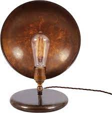 Copper body and gold painted metal. Cullen Industrial Dish Table Lamp Vintage Table And Bedside Lamps