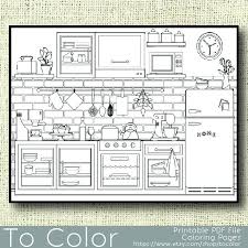 When it gets too hot to play outside, these summer printables of beaches, fish, flowers, and more will keep kids entertained. Kitchen Coloring Page For Grown Ups Instant Download Organizacion De Revistas Dibujos Garabateados Dibujos De Colores