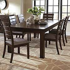 Amazon Com A Line Furniture Rustic Block Plank Design Casual 9 Piece Dining Set With Exposed Me Fabric Dining Room Unique Dining Room Round Dining Table Sets