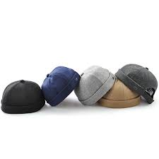 Men Solid French Bucket Cap Flanging Skullcap Sailor Cap Rolled Cuff Retro Fashion Brimless Hats Hats For Men Brimless Hat Casual Cap