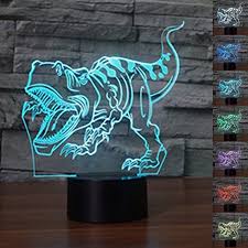 3d Abstract Dinosaur Night Light 7 Color Change Led Table Desk Lamp Acrylic Flat Abs Base Usb Charger Home Decora Color Changing Led Night Light Dinosaur Decor