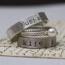 Wedding Bands Sterling Silver Personalized Husband And Wife Ring Made To Order Square Wedding Rings Engagement Ring Wedding Band Wedding Rings