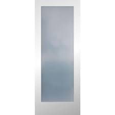 For homeowners seeking a little more privacy clear beveled glass is less private option, but allows the maximum amount of light. American Building Supply 32 In X 80 In Primed White 1 Panel Solid Core Frosted Glass Wood Slab Door Lowes Com Glass Doors Interior Frosted Glass Interior Doors Half Glass Interior Door