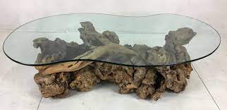 48 best driftwood coffee tables images on pinterest, source: Large Sculptural Driftwood Burl Coffee Table With Free Form Glass Top At 1stdibs
