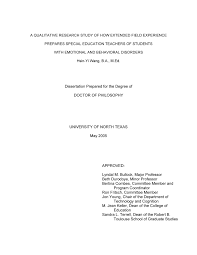 In case you are stuck, seek our quality and cheap writing help services 24/7. A Qualitative Research Study Of How Extended Field Experience Prepares Special Education Teachers Of Students With Emotional And Behavioral Disorders Unt Digital Library