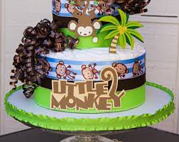 Monkey baby shower cake for baby. Monkey Diaper Cake Etsy