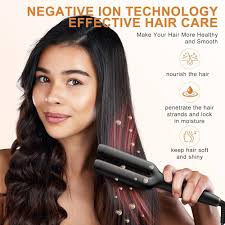 Nimmu Ionic Hair Straightener Brush, Hair Straightening Brush Flat Iron for  Women with 5 Temps, Ceramic Straightener Comb Fast Heating for Home Salon,  Double Heating Plate & Dual Voltage, Black: Buy Online