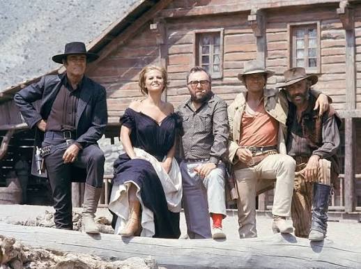 The production of Sergio Leone's 1968 masterpiece Once Upon a Time in the  West gathered a legendary ensemble that redefined the western genre. This  behind the scenes image captures the director alongside