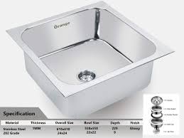 The sink is the most important kitchen fixture. Orange Stainless Steel Under Mount Single Bowl Kitchen Sink 24x24x9 Inches Silver Amazon In Home Improvement