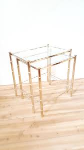 Mid Century Faux Bamboo Nesting Tables Vintage Gold Brass Etsy Faux Bamboo Nesting Tables Glass Top Table