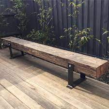 One Of Our Bench Seats Looking Good In Its New Home These Timbers Were Originally Installed As A Wharf In 1925 In M Garden Bench Garden Seating Recycle Timber