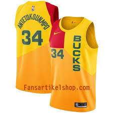 Die milwaukee bucks wurden im januar 1968 gegründet und nahmen in der saison 1968/69 ihren. Milwaukee Bucks Trikot Giannis Antetokounmpo 34 2018 19 Nike City Edition Gelb Swingman Herren
