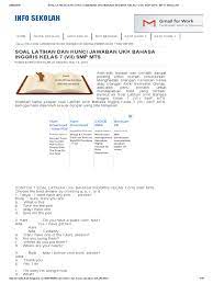 Silabus merupakan dasar bagi seorang guru dalam membuat perangkat pembelajaran rpp. Soal Latihan Dan Kunci Jawaban Ukk Bahasa Inggris Kelas 7 Vii Smp Mts Info Sekolah