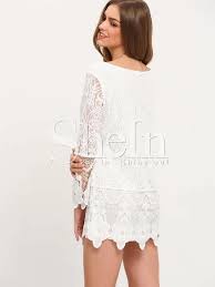 Il y a quelques temps je vous ai présenté ce trés joli modèle de carré pour lequel j'avais eu un coup de coeur, et immédiatement, une idée derrière la tête! Robe En Dentelle Et Crochet Manche Longue Blanc Mode En Ligne Shein France