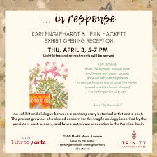 Kari Englehardt and Jean Hackett Opening Reception at Libros/Arte, Trinity  University Press at Libros/Arte Gallery at Trinity University Press, San  Antonio TX, National Poetry Month