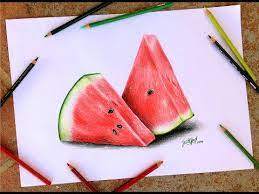 رسم واقعي لفاكهة الرمان ما هو رأيكم؟ want to learn how to draw like me? Speed Drawing Realistic Watermelon Youtube Watermelon Drawing Colored Pencil Artwork Pencil Art Drawings