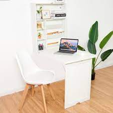 Lorsque l'on vit dans une petite surface. Costway Bureau Mural Rabattable Table Pliable Murale Avec Ardoise De Rangement Etagere Integree En Mdf Blanc 82 X 16 X 60 Cm Cdiscount Maison