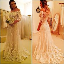 Gorgeous lace wedding dress three quarter sleeves vestido de novia cheap bridal gowns 2021 casamento wedding dresses with belt. Off Shoulder Appliqued Wedding Dresses 2016 Fashion Half Sleeve Hot A Line Bridal Gowns Sweep Train On Luulla