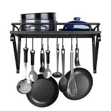 Shop for 1,000 of rustic items at black forest decor. Gowa Spacerest Pack Of 2 17 Inch Kitchen Wall Mounted Pot Pan Rack Decorative Cookware Wall Storage Shelf With 12 Hooks Matte Black