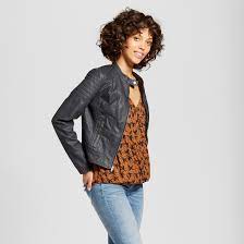 Add A Bit Of Edge To Your Look By Slipping On This Zip Front Faux Leather Womens Faux Leather Moto Jacket Faux Leather Moto Jacket Leather Jacket Outfit Winter