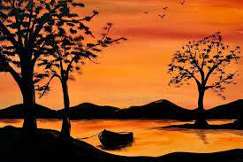 Digital painting photo of night sunset & landscape silhouette available for prints, posters, and stock photos. Paint A Masterpiece And Bring It Home With You The Same Night At The Cape Cod Art Bar No Expe Sunset Landscape Painting Sunset Canvas Painting Sunset Painting