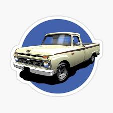 1973 ford f100 custom sleeper cab modified 351 cleveland ford engine (400 c.i.) with headers, dual stainless steel exhaust. 1966 Ford F100 Custom Cab Black White Sticker By Olddawg Redbubble