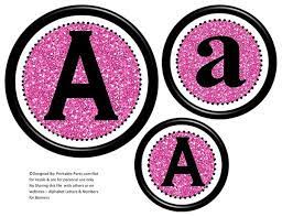 Place your glitter text anywhere you like: 6 Inch Black Pink Glitter Circle Printable Banner Lett Printable Party Com