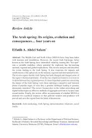 Pdf The Arab Spring Its Origins Evolution And Consequences Four Years On