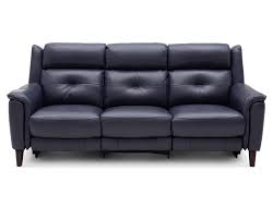 Eclipse Reclining Sofa Brings Home Mid Century Modern Charm And Urban Style In Navy Blue Leather Furniturerow N Reclining Sofa Sofa Leather Reclining Sofa