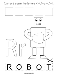 Show your kids a fun way to learn the abcs with alphabet printables they can color. Cut And Paste The Letters R O B O T Coloring Page Twisty Noodle