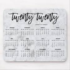 2020 Calendar Modern Typography And Marble Look Mouse Pad Zazzle Com In 2020 Pink Watercolor Modern Typography Typography