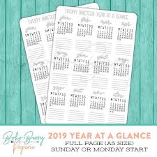 This Hand Drawn 2019 Calendar Sticker Is The Perfect Thing For That First Page In Your A5 Bullet Jou At A Glance Calendar White Sticker Paper Calendar Stickers
