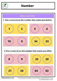 Numbers Before And After Worksheets Class 1 Maths Question Paper