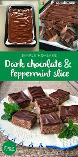 Quick And Easy No Bake Dark Chocolate Peppermint Slice By Vj Cooks Recipe Peppermint Recipes Peppermint Slice Chocolate Peppermint