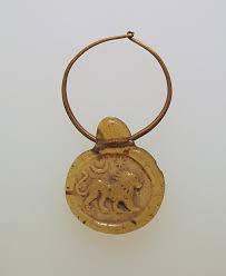 Pendant Lt Br X2f Gt Translucent Greenish Yellow Lt Br X2f Gt Slightly Oval Disk With Rounded Edge And Flat Underside Roman Art Gold Hoops Ancient Jewels