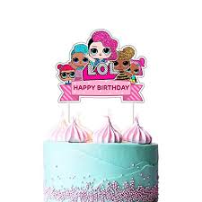Cake supplies, edible images tags: Lol Cake Topper Happy Birthday Cake Topper Pink Cake Decorations For Bday Theme Party 1 Count Buy Online In Montenegro At Montenegro Desertcart Com Productid 119147831