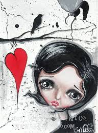 Big Eye Art Mixed Media Grunge Print Signed Sing Me A Song By Lizzy Love Apprx 5x7 Emo Art Grunge Art Big Eyes Art