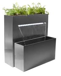 Grote Rechthoekige Rvs Plantenbak En Waterval Met Led Verlichting H89cm 399 99 Wasserfall Brunnen Wasserfall Brunnen Garten