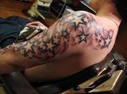 The stars in timidity half sleeve tattoos stand for his belonging to showbiz. Simple Star Tattoos On Shoulder And Arm Star Tattoos Star Tattoo On Shoulder Star Tattoos For Men