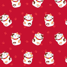 Maneki Neko Fabric Wallpaper Gift Wrap Spoonflower In 2020 Maneki Neko Spoonflower Fabric Japanese Fabric