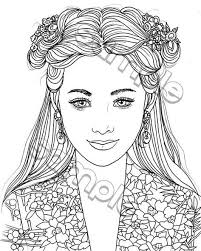 Pretty Smiling Girl Portrait Coloring Page By Maria J Etsy In 2020 Coloring Pages People Coloring Pages Coloring Pages For Girls