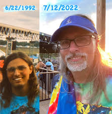 Then and now. At least 25 years between these pictures and LOTS of shows  with this crew ❤️. (Deer Creek and Riverbend last night).