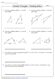 Find The Sides Of The Triangles Using The Scale Factor Similar Triangles Triangle Worksheet Solving Algebraic Expressions