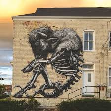 Street Artist Roa S Incredible Black And White Animal Murals Are Now Immortalized In A Book Street Artists Street Art Urban Street Art