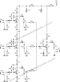 Skema input balance yang dapat membantu memperkuat gain amplifier dan juga dan mengurangi noise pada amplifier rakitan anda. Mixer Audio Untuk 3 Input Mic Sandi Elektronik