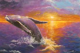 Sunset with humpback whales by Debra Dickson - Artelier, Australia's Online  Art Gallery