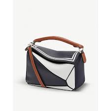 Fw20 collections · fashion consultants · free returns · latest trends Loewe Puzzle Mini Leather Shoulder Bag In Deep Blue Soft White Modesens